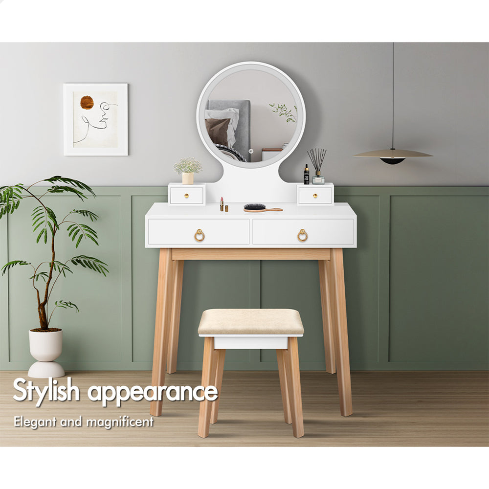 ALFORDSON Dressing Table Stool Set Makeup Mirror Vanity Desk LED Light White