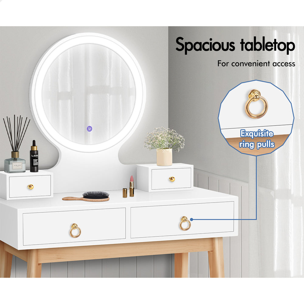 ALFORDSON Dressing Table Stool Set Makeup Mirror Vanity Desk LED Light White