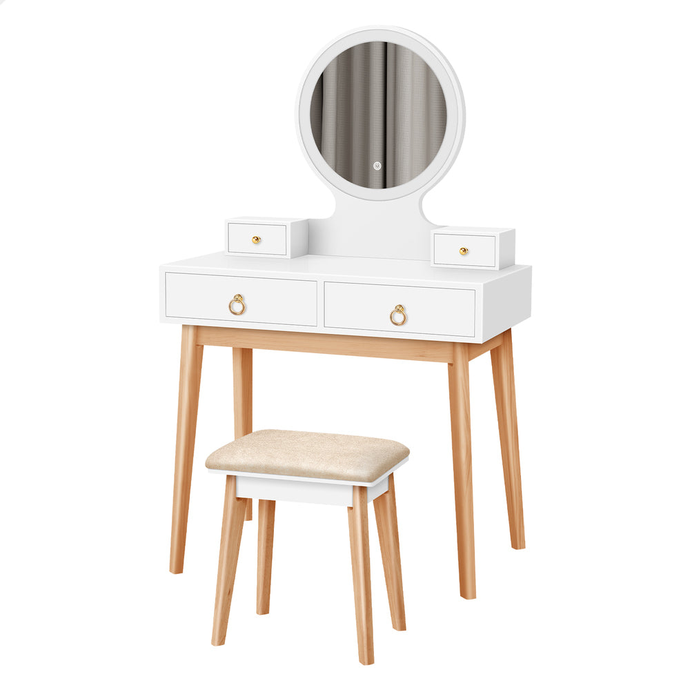 ALFORDSON Dressing Table Stool Set Makeup Mirror Vanity Desk LED Light White