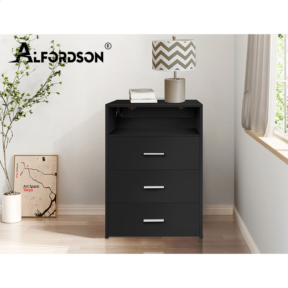 ALFORDSON Dressing Table Stool Set 2-In-1 Makeup Mirror Storage Desk Black