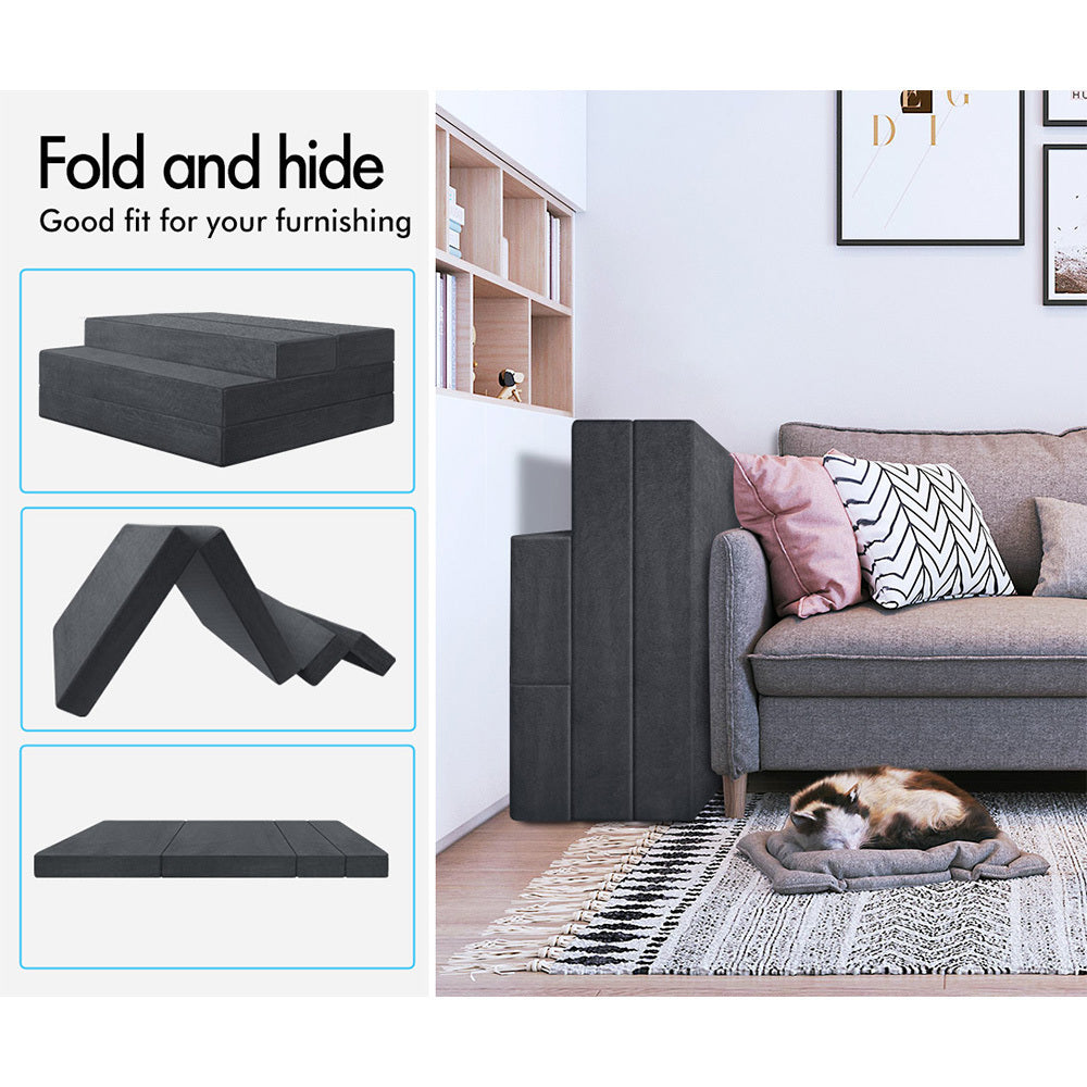 S.E. Folding Mattress Sofa Lounge Foam Chair with Fabric Cover King Single