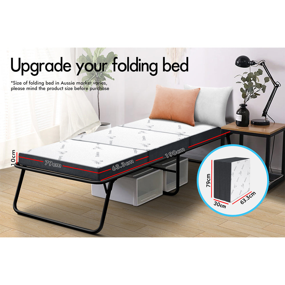 S.E. Folding Mattress Portable Bed with Bamboo Cover Single