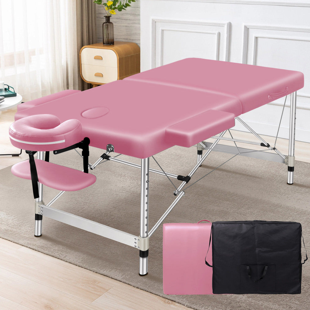 ALFORDSON Massage Table Portable &amp; Foldable 2 Fold 75cm (Pink)