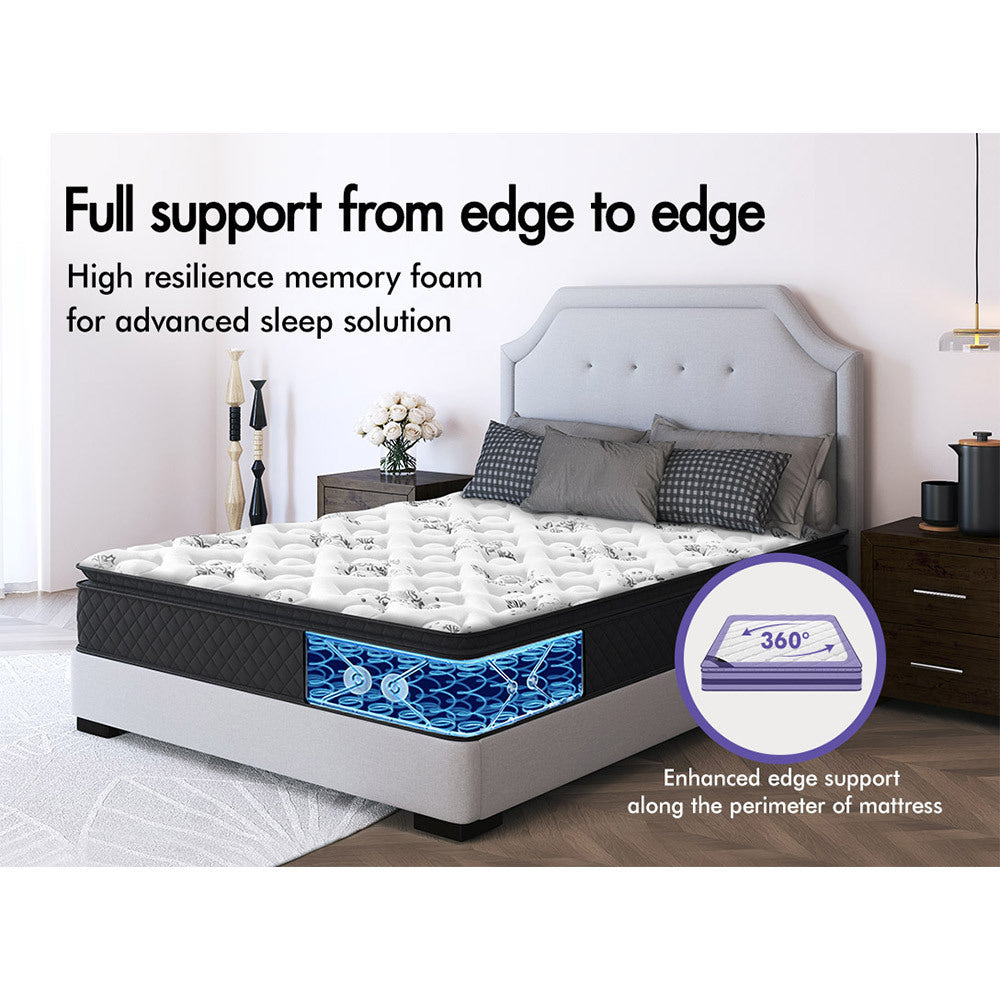 STARRY EUCALYPT Mattress Pillow Top Foam Bed Single Size Bonnell Spring 24cm