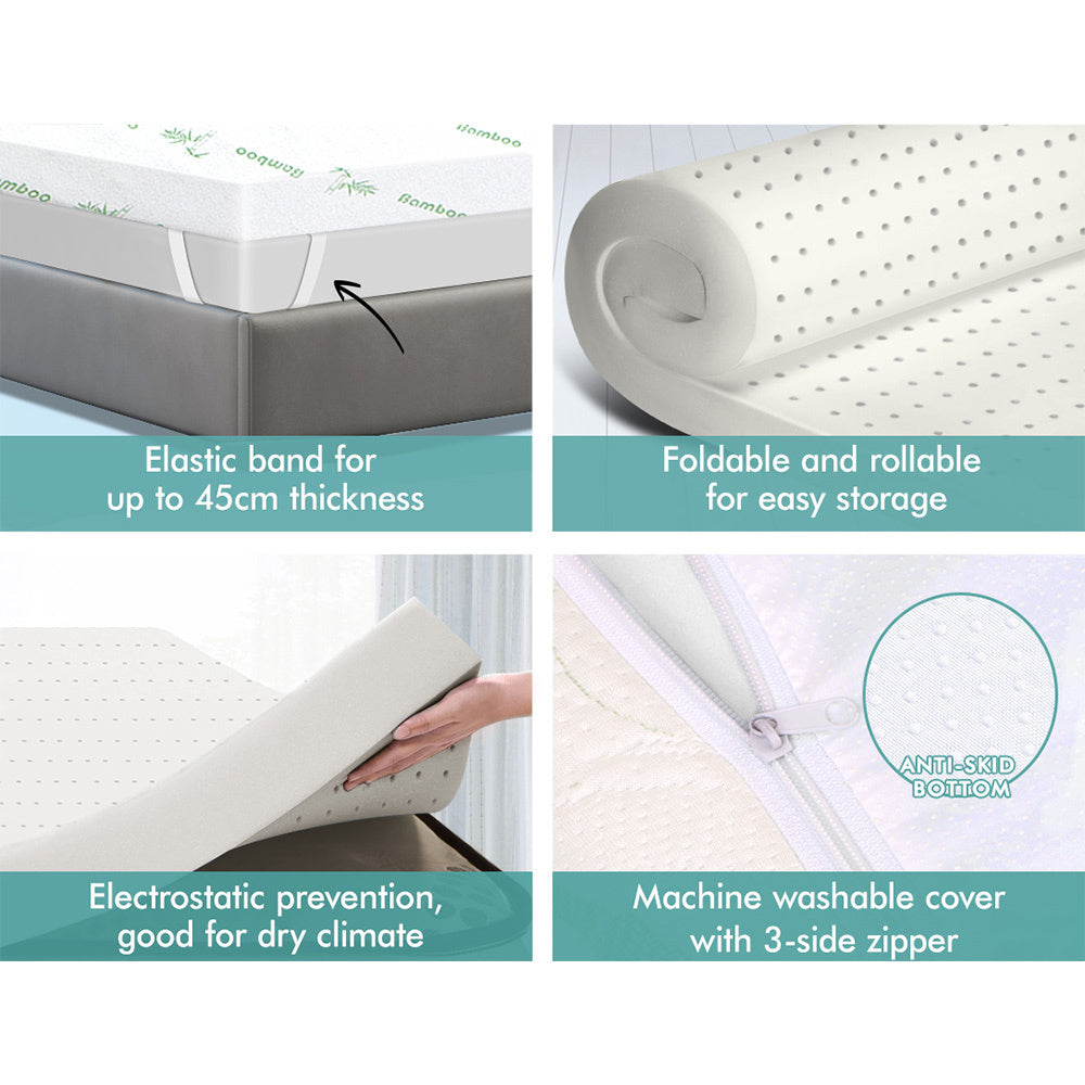 STARRY EUCALYPT Memory Foam Topper Ventilated Mattress Bed Bamboo Cover Underlay 8cm KS