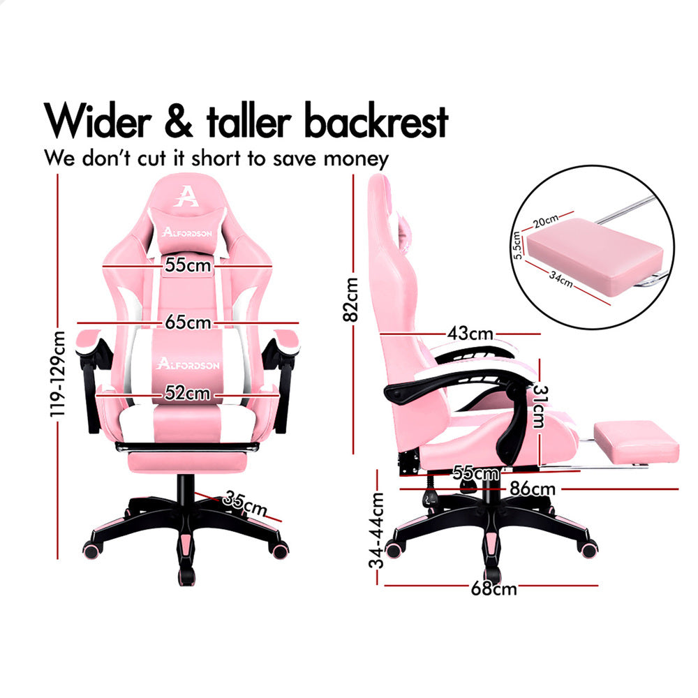 ALFORDSON Gaming Office Chair Pink &amp; White