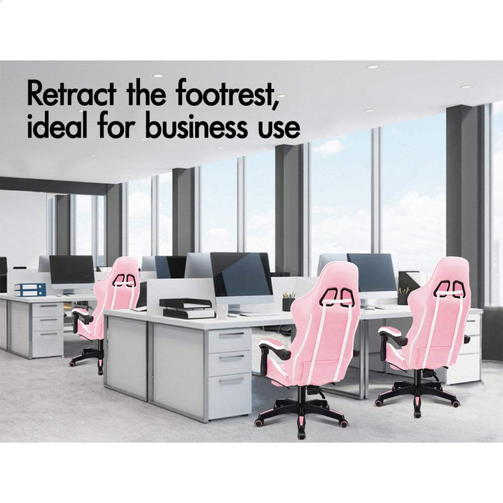 ALFORDSON Gaming Office Chair Pink &amp; White