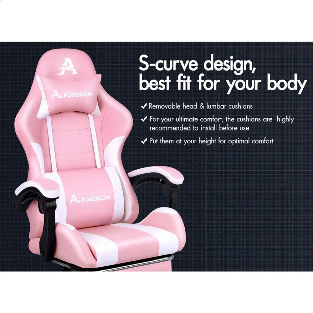 ALFORDSON Gaming Office Chair Pink &amp; White