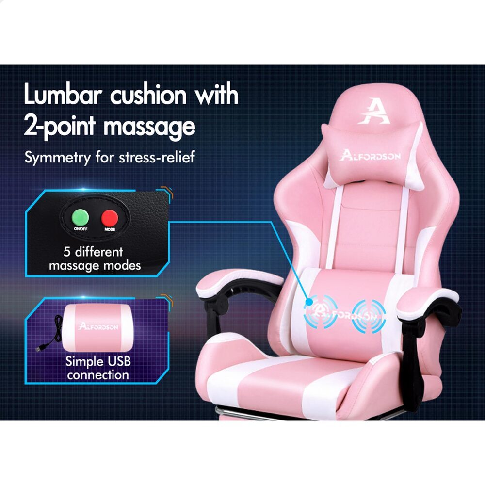 ALFORDSON Gaming Office Chair Pink &amp; White