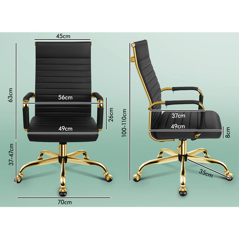 ALFORDSON Office Chair PU Leather Gold &amp; Black - High Back