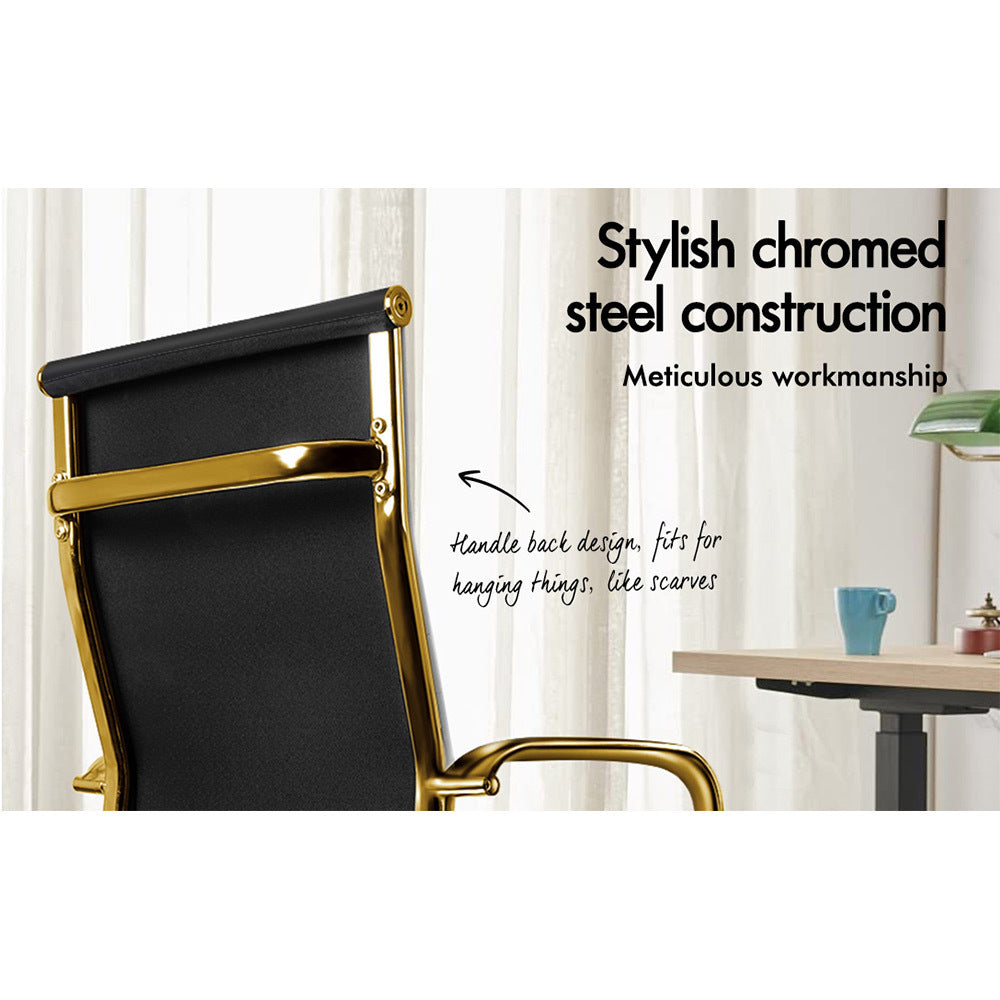 ALFORDSON Office Chair PU Leather Gold &amp; Black - High Back