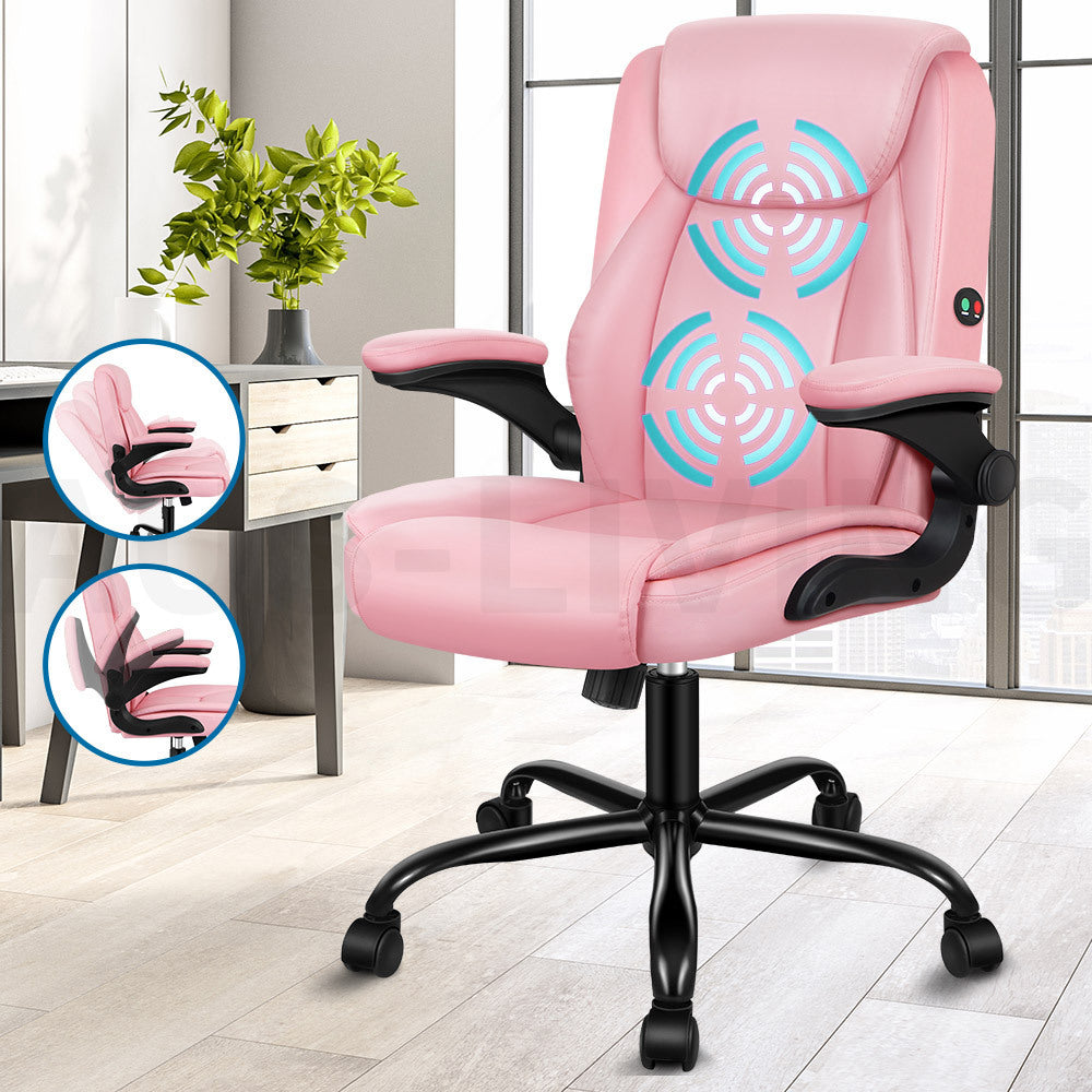 ALFORDSON Massage Office Chair Mid Back Pink