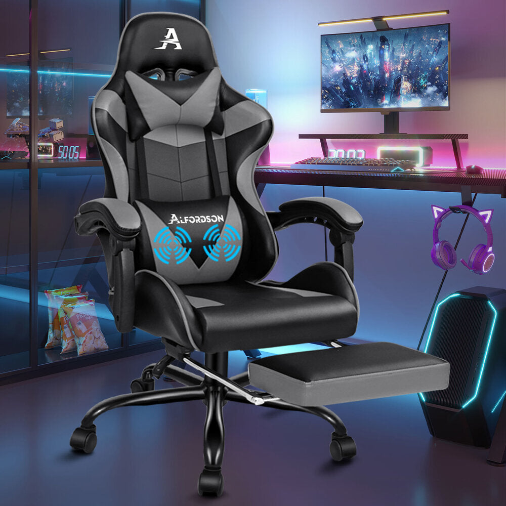 ALFORDSON Gaming Office Chair Lumbar Massage Black &amp; Grey