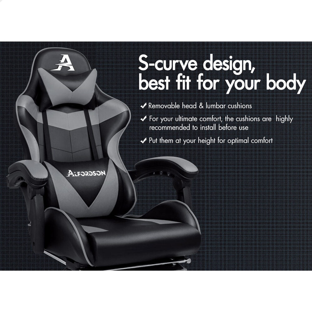 ALFORDSON Gaming Office Chair Lumbar Massage Black &amp; Grey