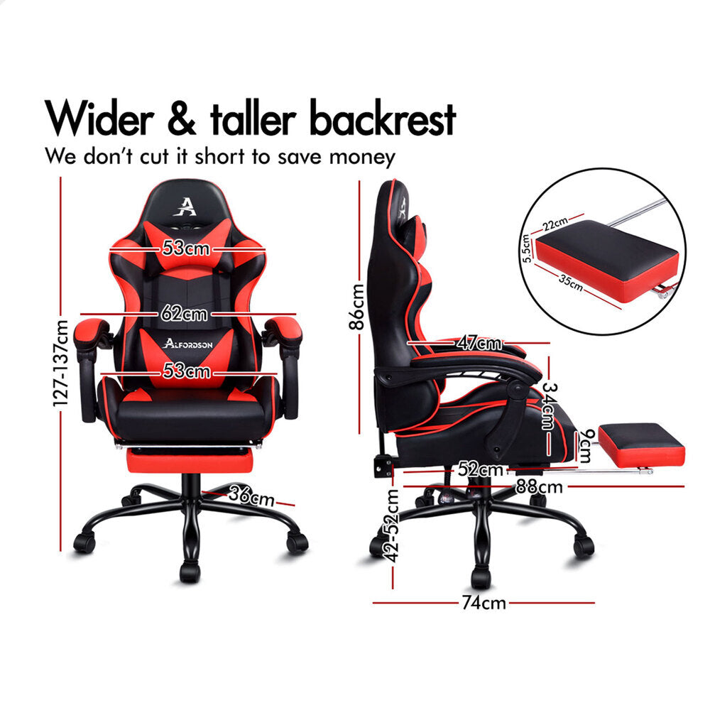 ALFORDSON Gaming Office Chair Lumbar Massage Black &amp; Red