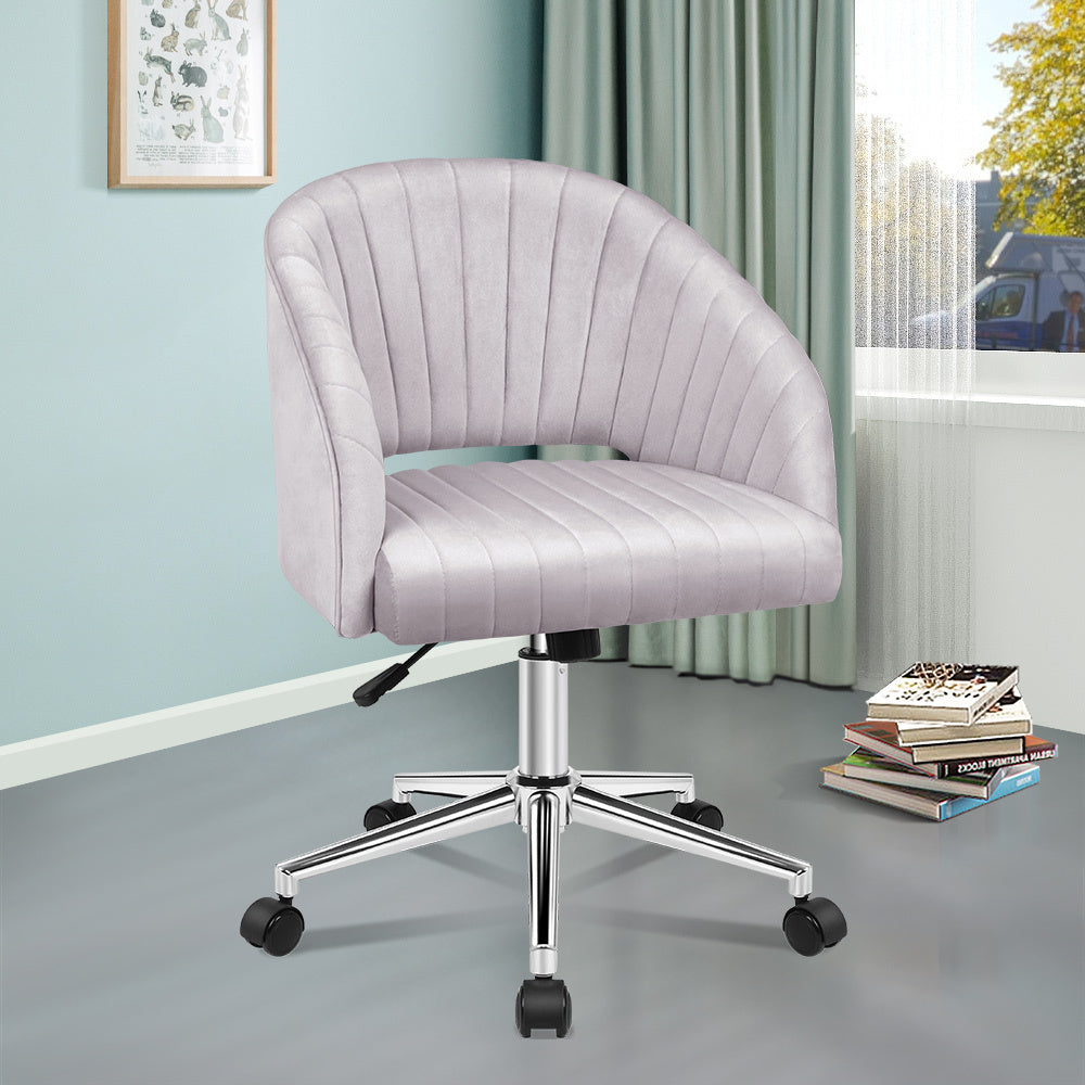 ALFORDSON Swivel Armchair Velvet Office Chair Grey