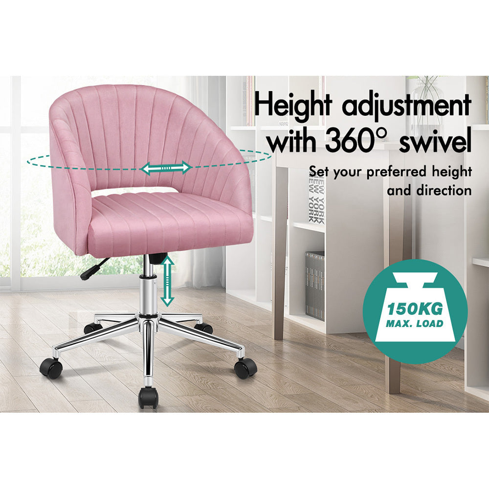 ALFORDSON Swivel Armchair Velvet Office Chair Pink