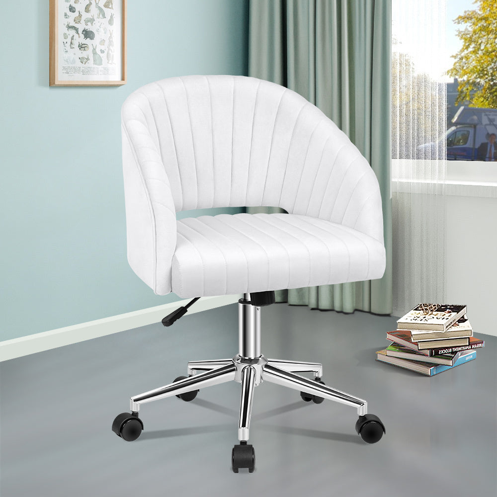 ALFORDSON Swivel Armchair Velvet Office Chair White
