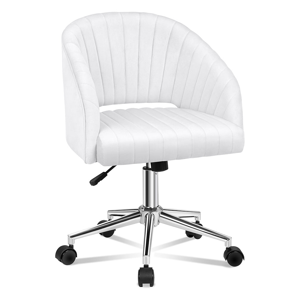 ALFORDSON Swivel Armchair Velvet Office Chair White