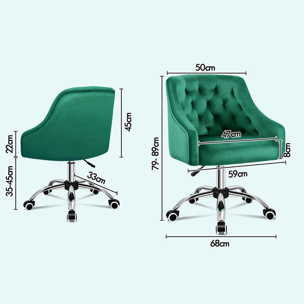 ALFORDSON Velvet Office Chair Mid Back Jade