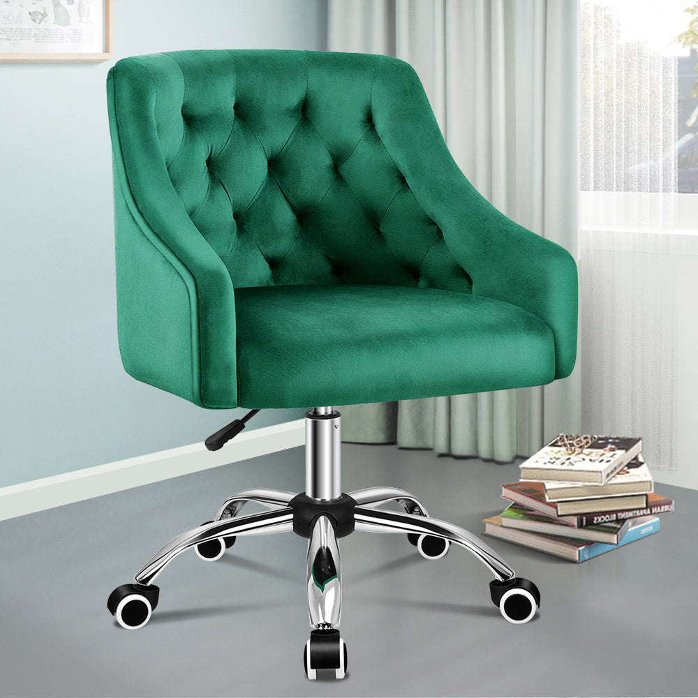 ALFORDSON Velvet Office Chair Mid Back Jade