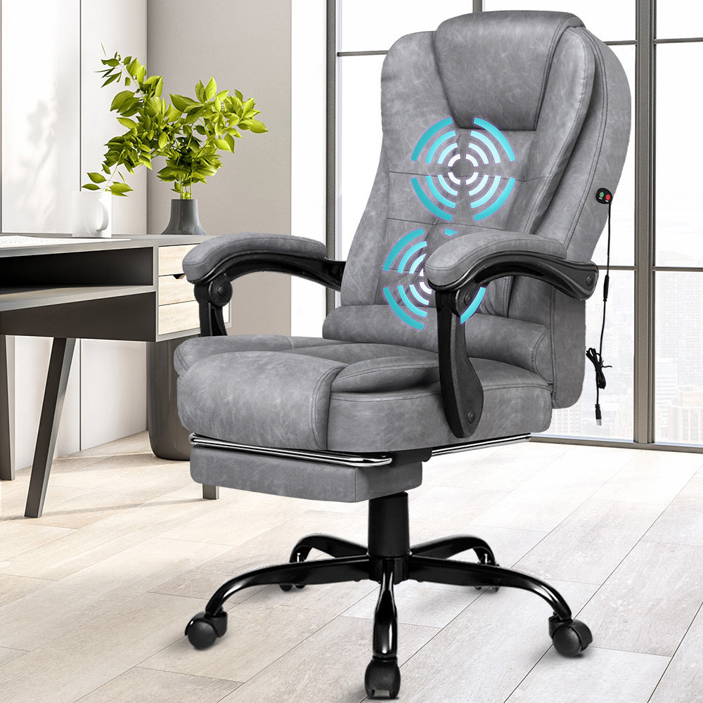 ALFORDSON 2-Point Massage Office Chair Footrest Vintage Grey