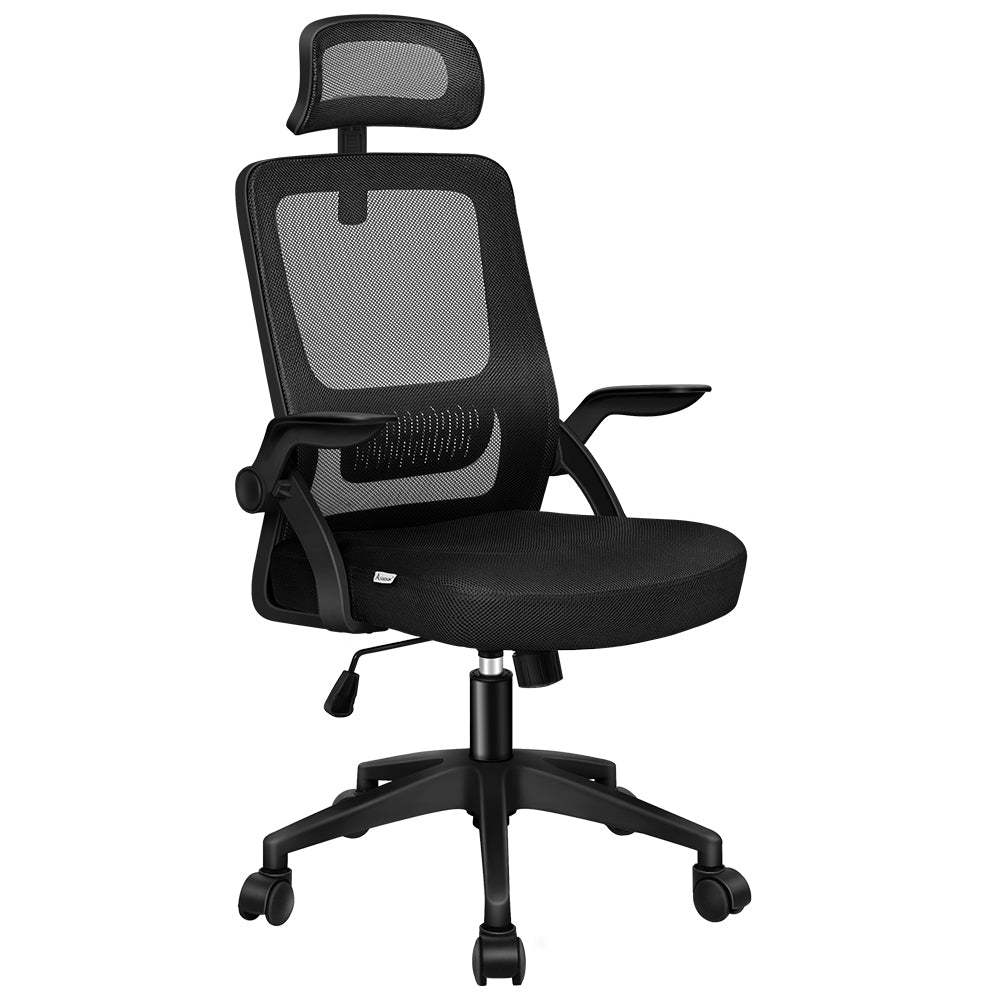 ALFORDSON Mesh Office Chair with Flip-up Arms All Black