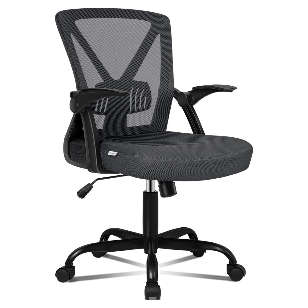 ALFORDSON Mesh Office Chair Flip-up Armrests Dark Grey