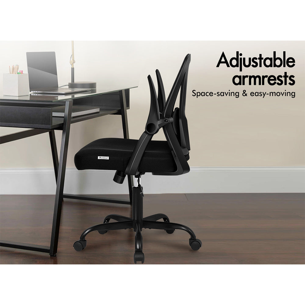 ALFORDSON Mesh Office Chair Flip-up Armrests All Black