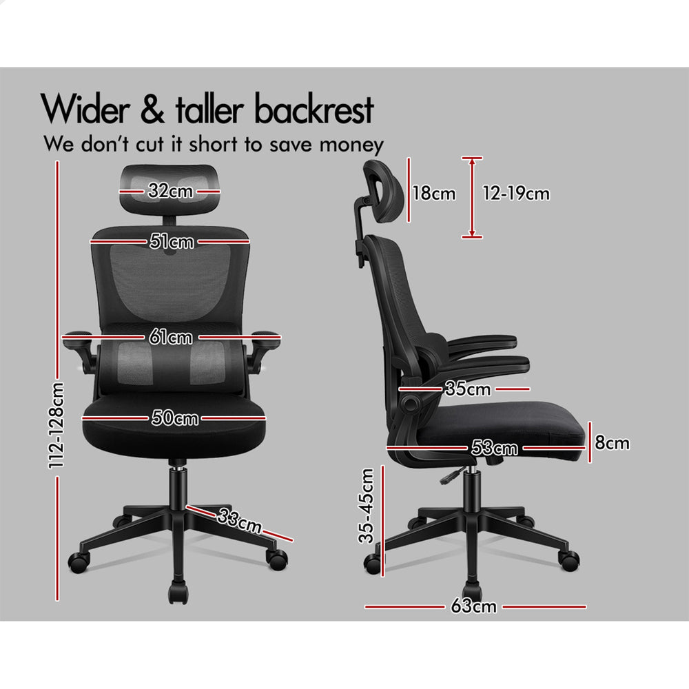 ALFORDSON Mesh Office Chair Executive Computer Fabric Seat Racing Tilt Study Work All Black