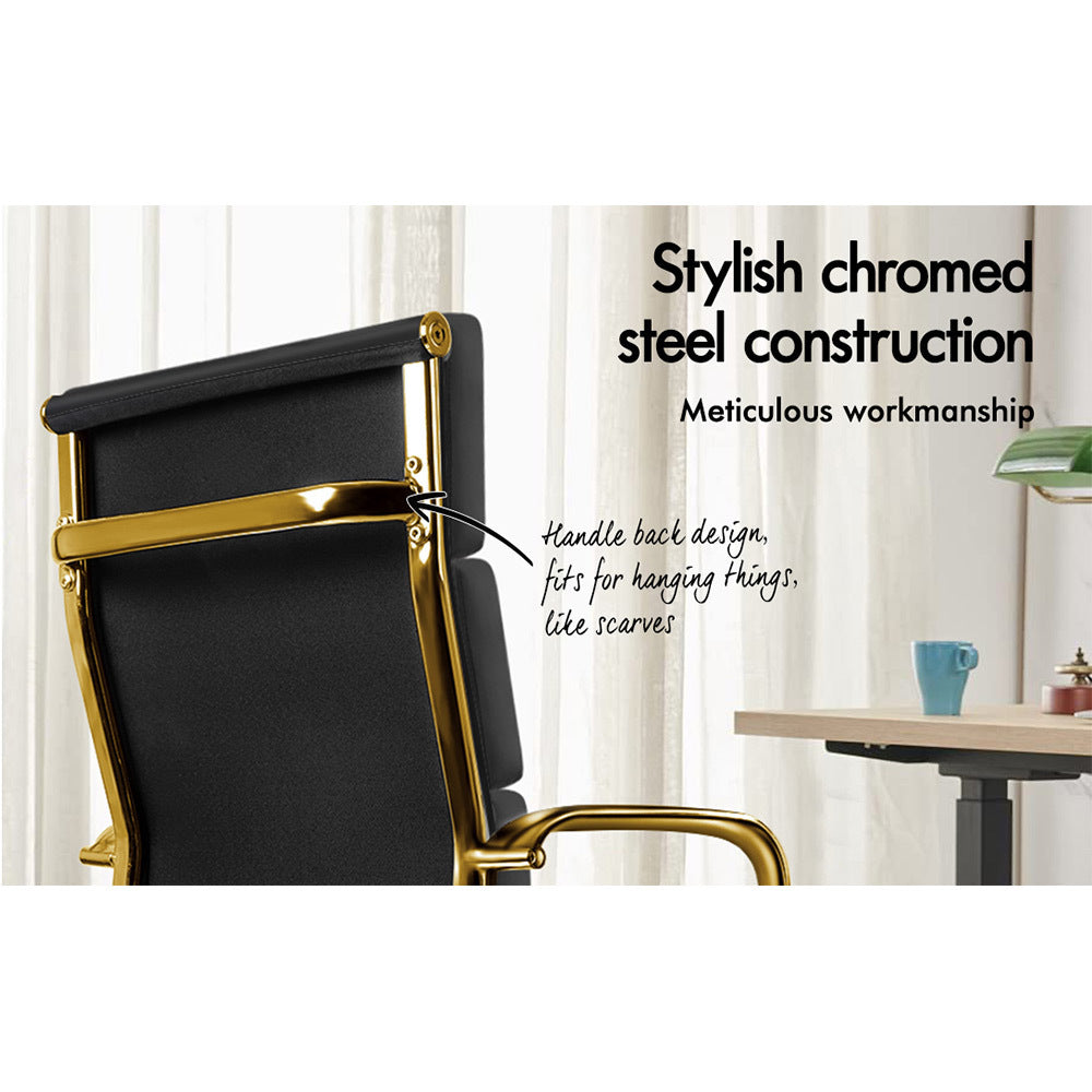 ALFORDSON Office Chair Foam Padded Gold &amp; Black - High Back