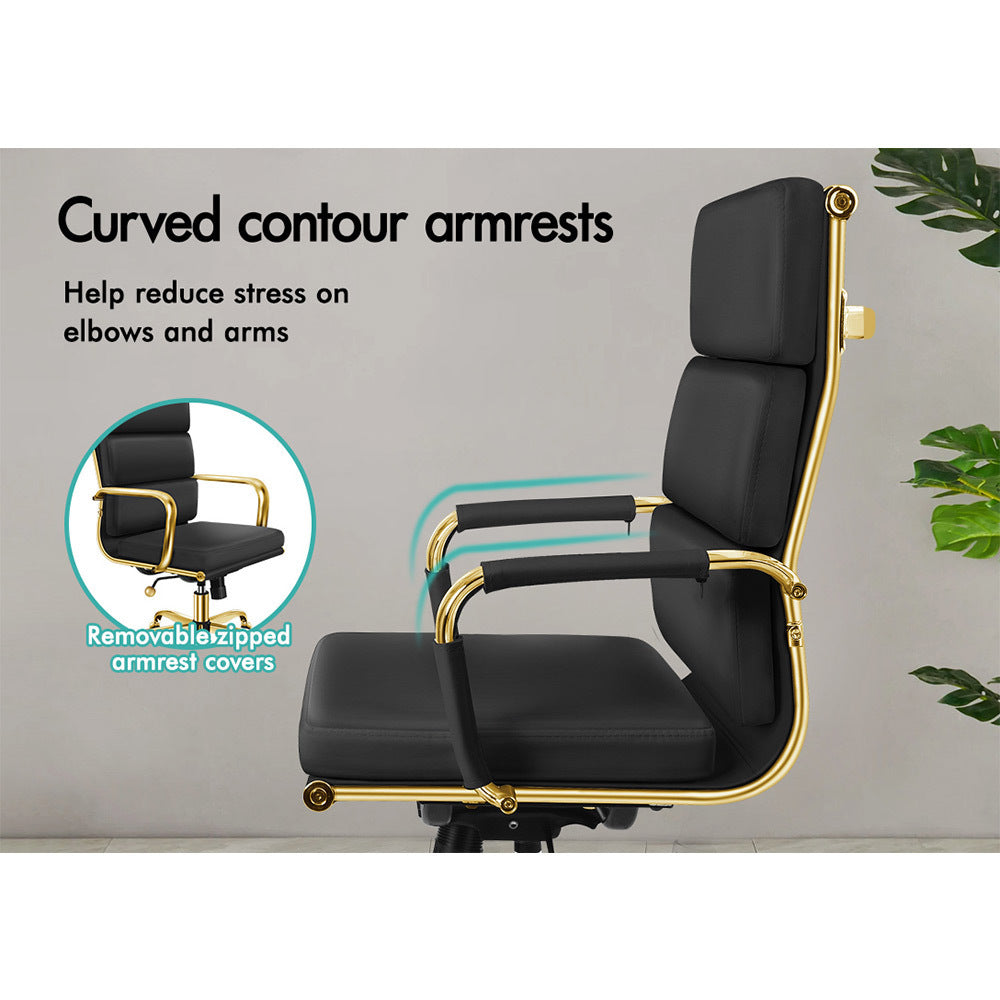 ALFORDSON Office Chair Foam Padded Gold &amp; Black - High Back