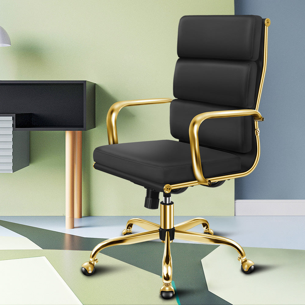 ALFORDSON Office Chair Foam Padded Gold &amp; Black - High Back