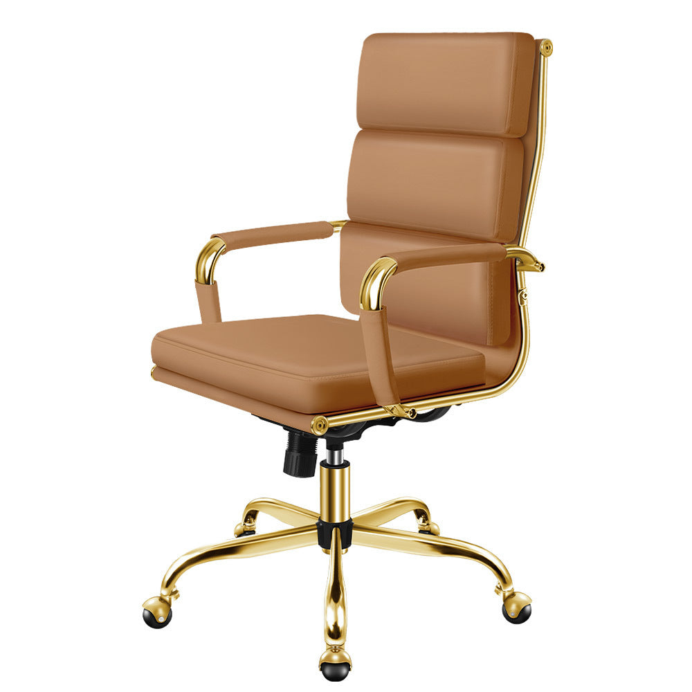 ALFORDSON Office Chair Foam Padded Gold &amp; Brown - High Back