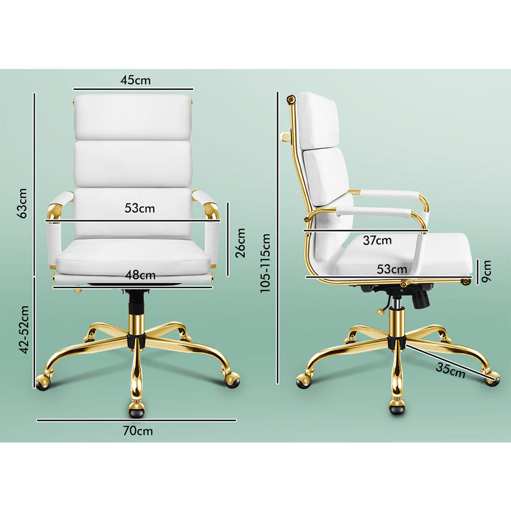 ALFORDSON Office Chair Foam Padded Gold &amp; White - High Back