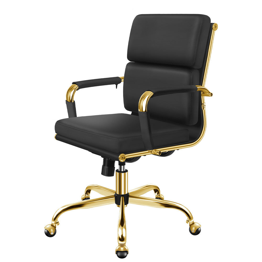 ALFORDSON Office Chair Foam Padded Gold &amp; Black - Mid Back