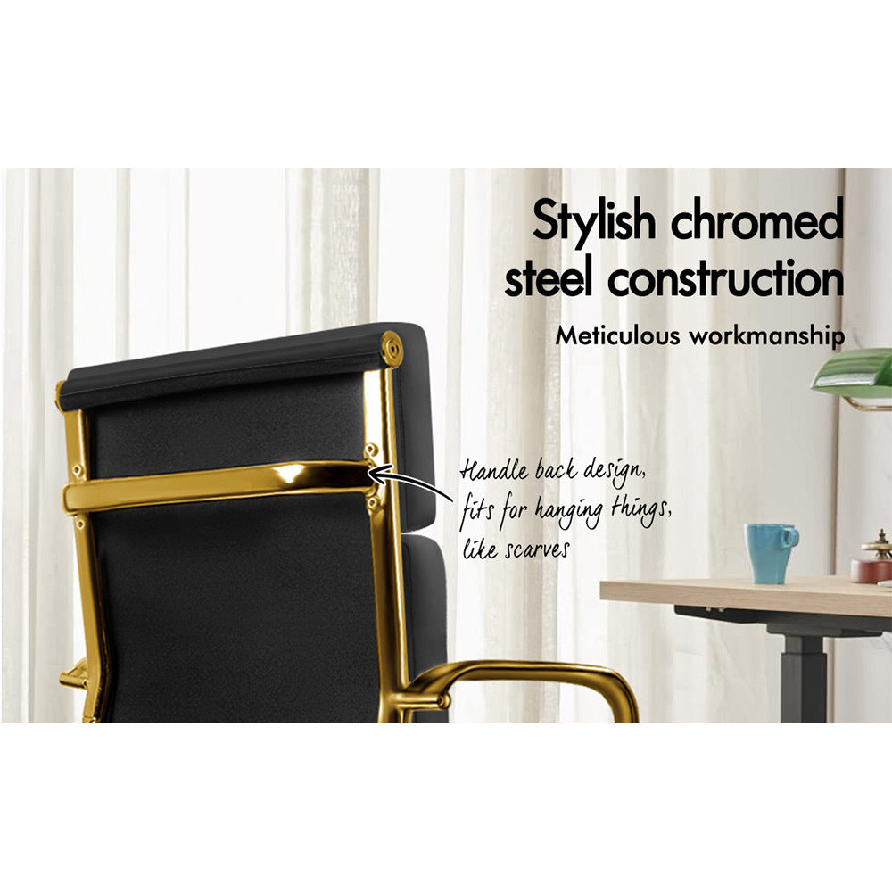 ALFORDSON Office Chair Foam Padded Gold &amp; Black - Mid Back