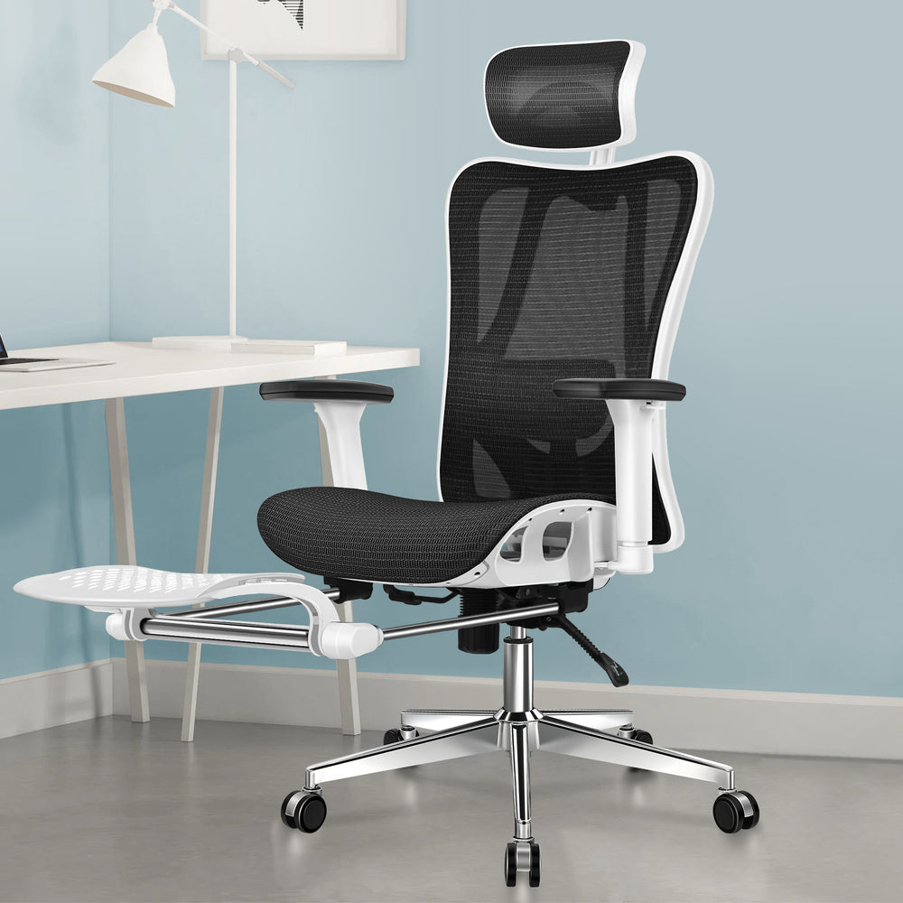 ALFORDSON Mesh Office Chair Ergonomic Seat Black &amp; White