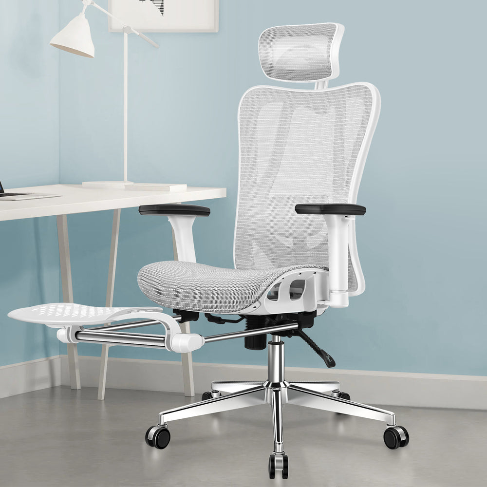 ALFORDSON Mesh Office Chair Ergonomic Seat Grey &amp; White