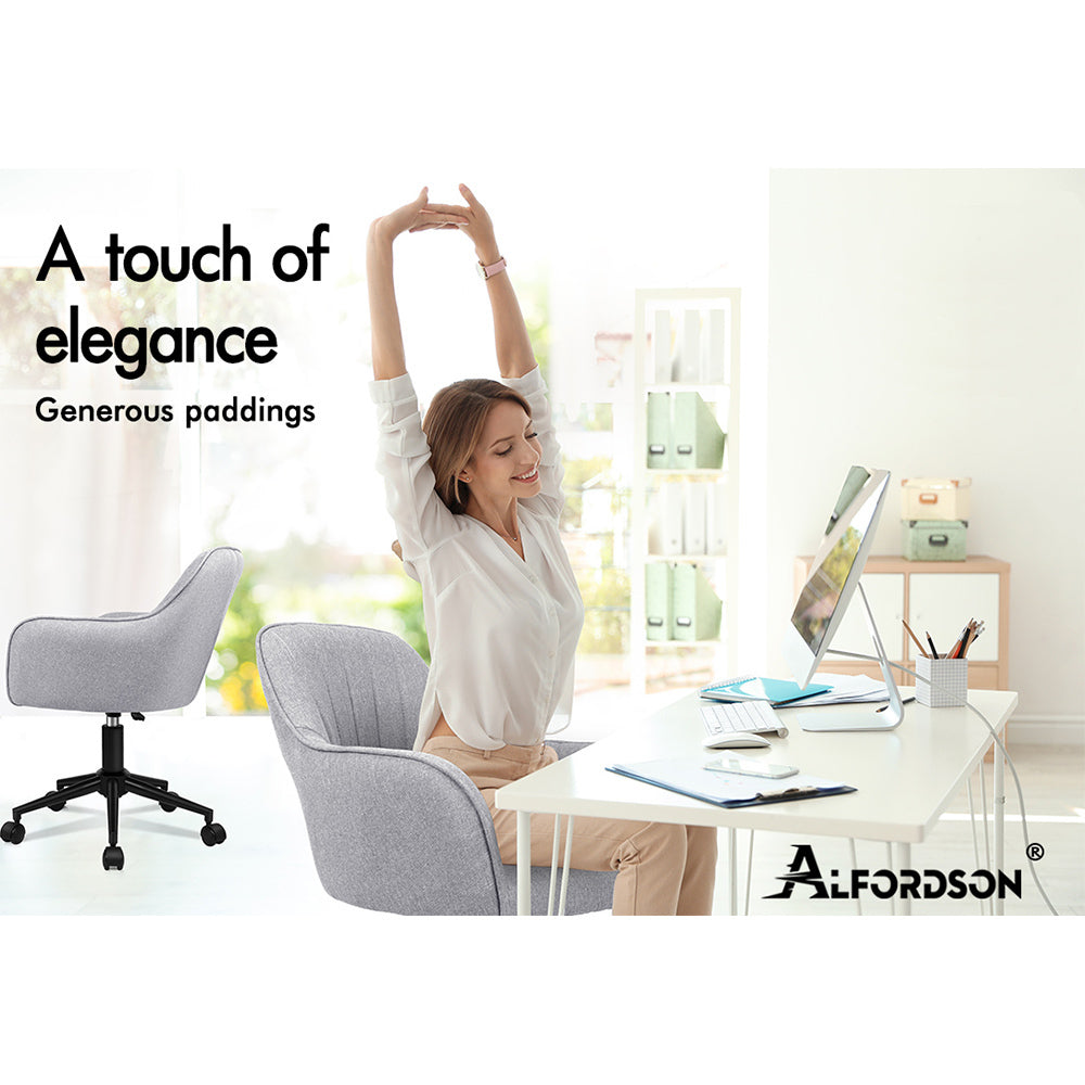 ALFORDSON Office Chair Fabric Seat Light Grey