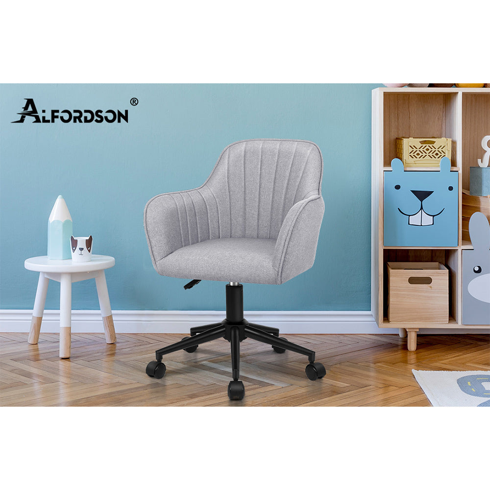 ALFORDSON Office Chair Fabric Seat Light Grey