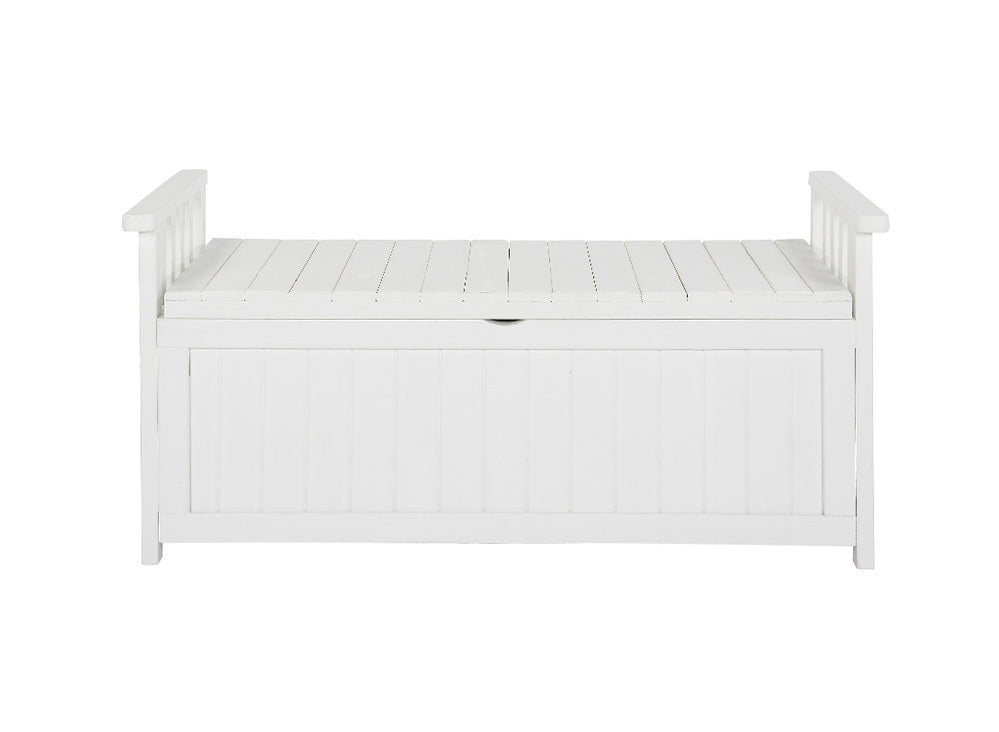 ALFORDSON Outdoor Storage Box Wooden Garden Bench Chest Tool Sheds White L