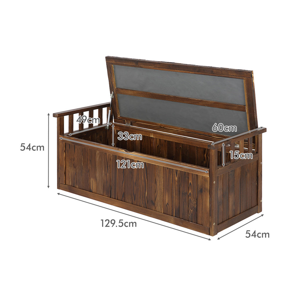 ALFORDSON Outdoor Storage Box Wooden Garden Bench Chest Tool Sheds Charcoal XL