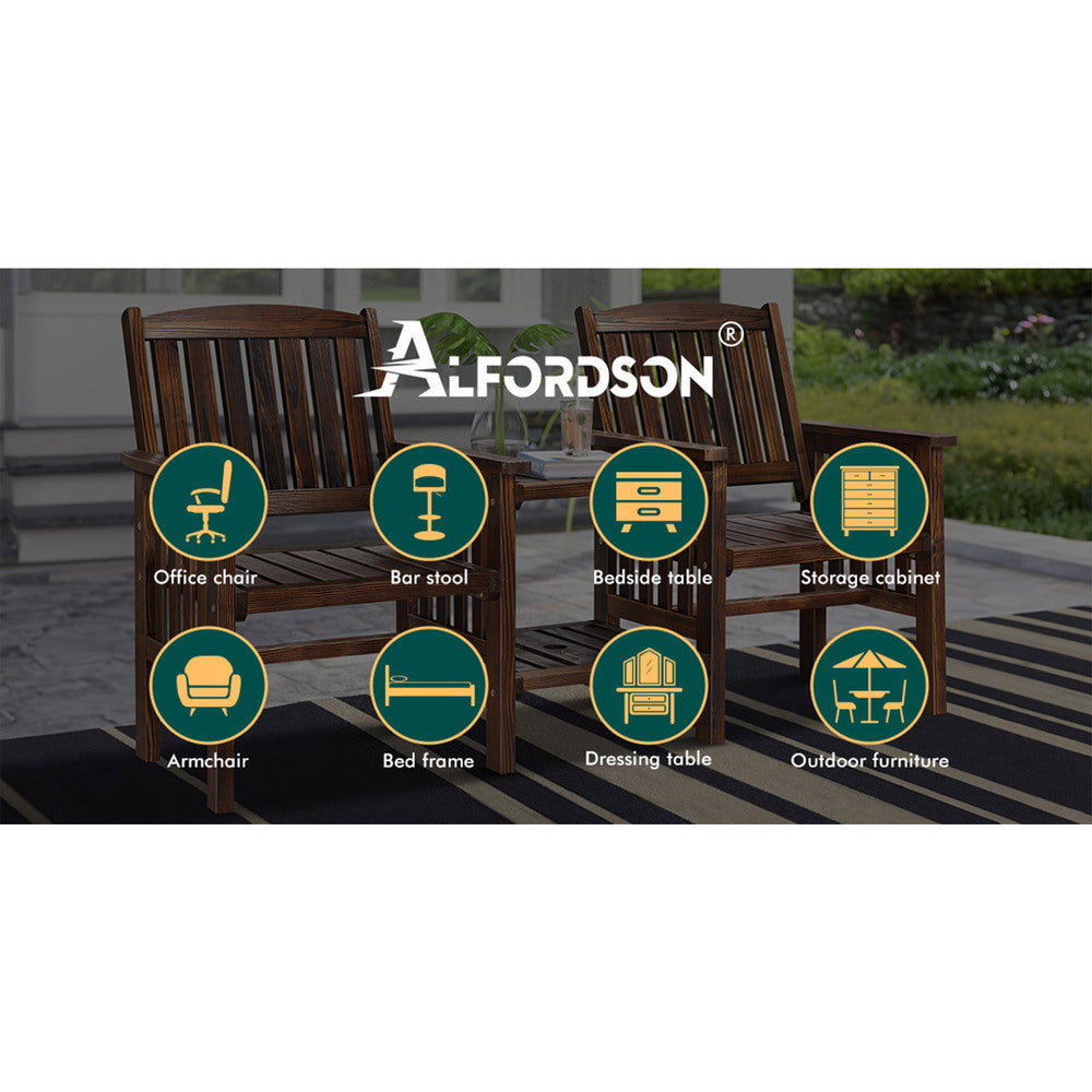 ALFORDSON Wooden Garden Bench Loveseat Outdoor Chairs Table Set Patio Charcoal