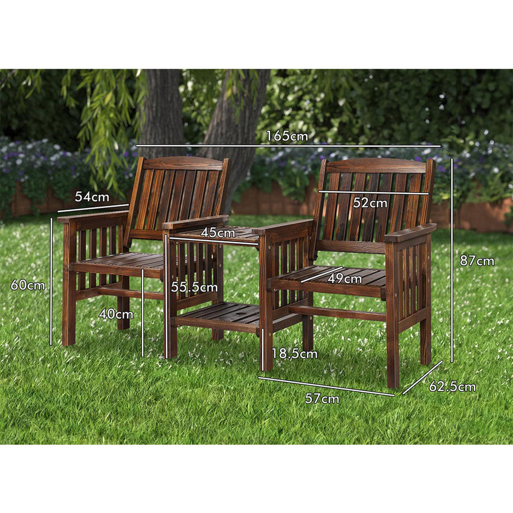ALFORDSON Wooden Garden Bench Loveseat Outdoor Chairs Table Set Patio Charcoal