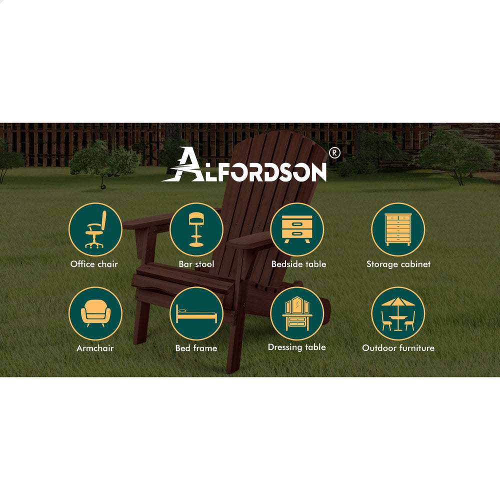 ALFORDSON 2 Outdoor Chairs Wooden Adirondack Patio Furniture Beach Garden Brown