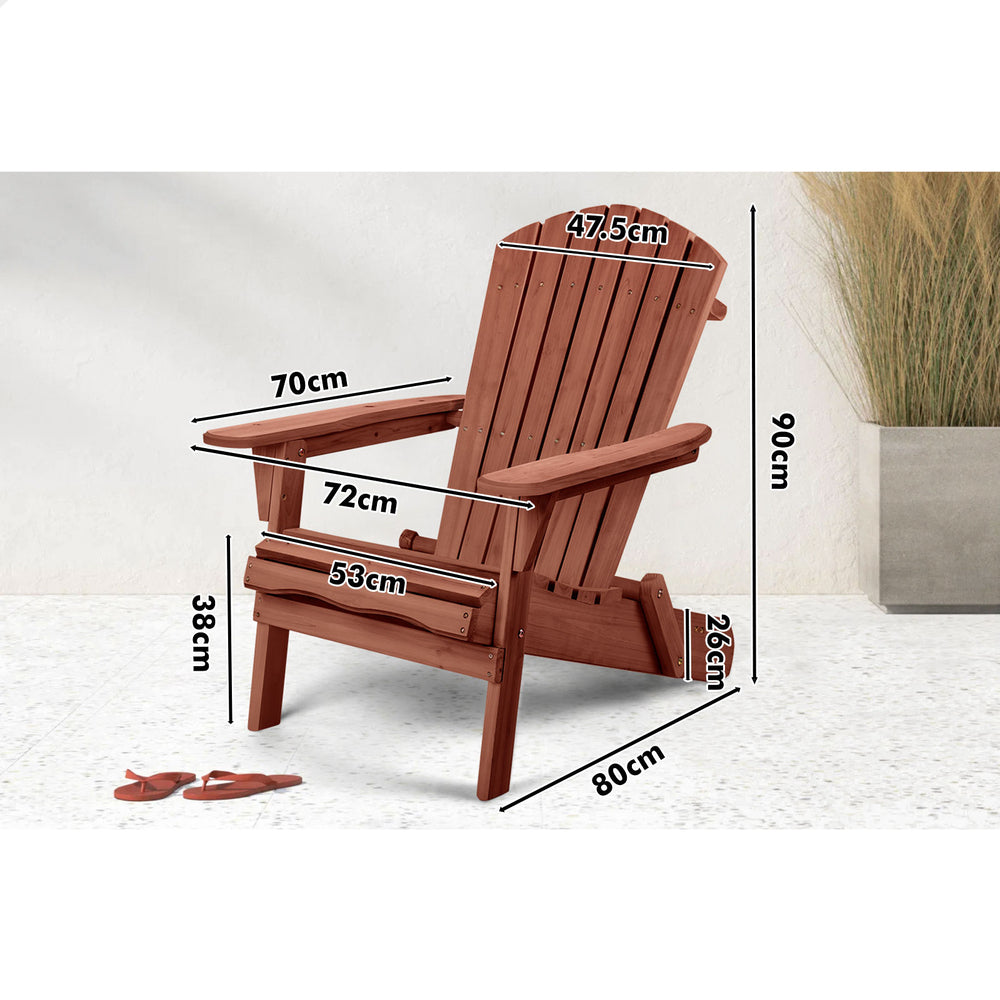 ALFORDSON 2 Outdoor Chairs Wooden Adirondack Patio Furniture Beach Garden Brown