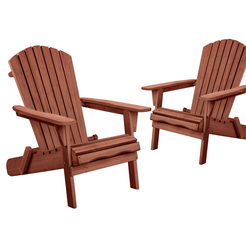 ALFORDSON 2 Outdoor Chairs Wooden Adirondack Patio Furniture Beach Garden Brown