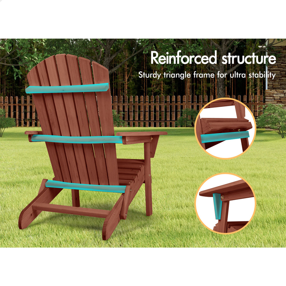 ALFORDSON 2 Outdoor Chairs Wooden Adirondack Patio Furniture Beach Garden Brown