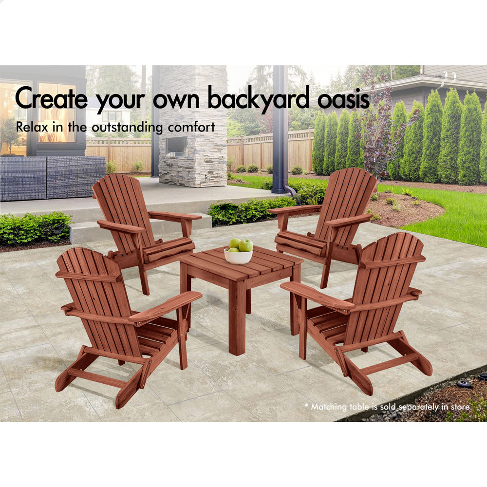 ALFORDSON 2 Outdoor Chairs Wooden Adirondack Patio Furniture Beach Garden Brown